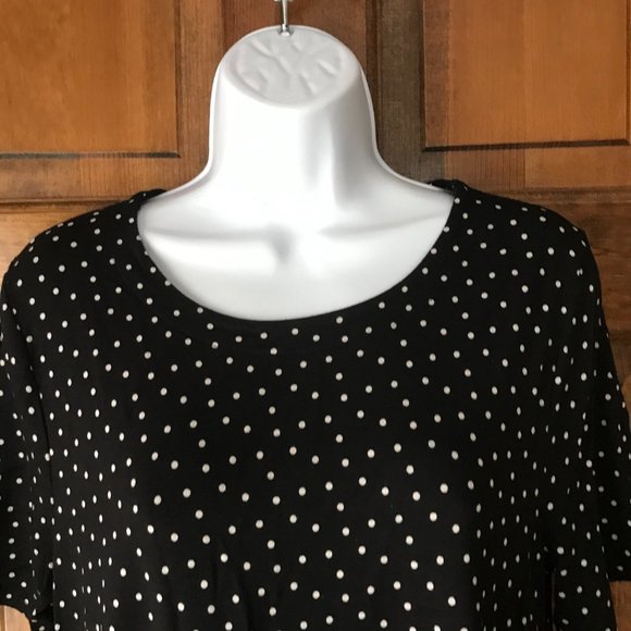 LOFT Black w/White Polka Dots Short Sleeve Dress Size 14 - Picture 4 of 11